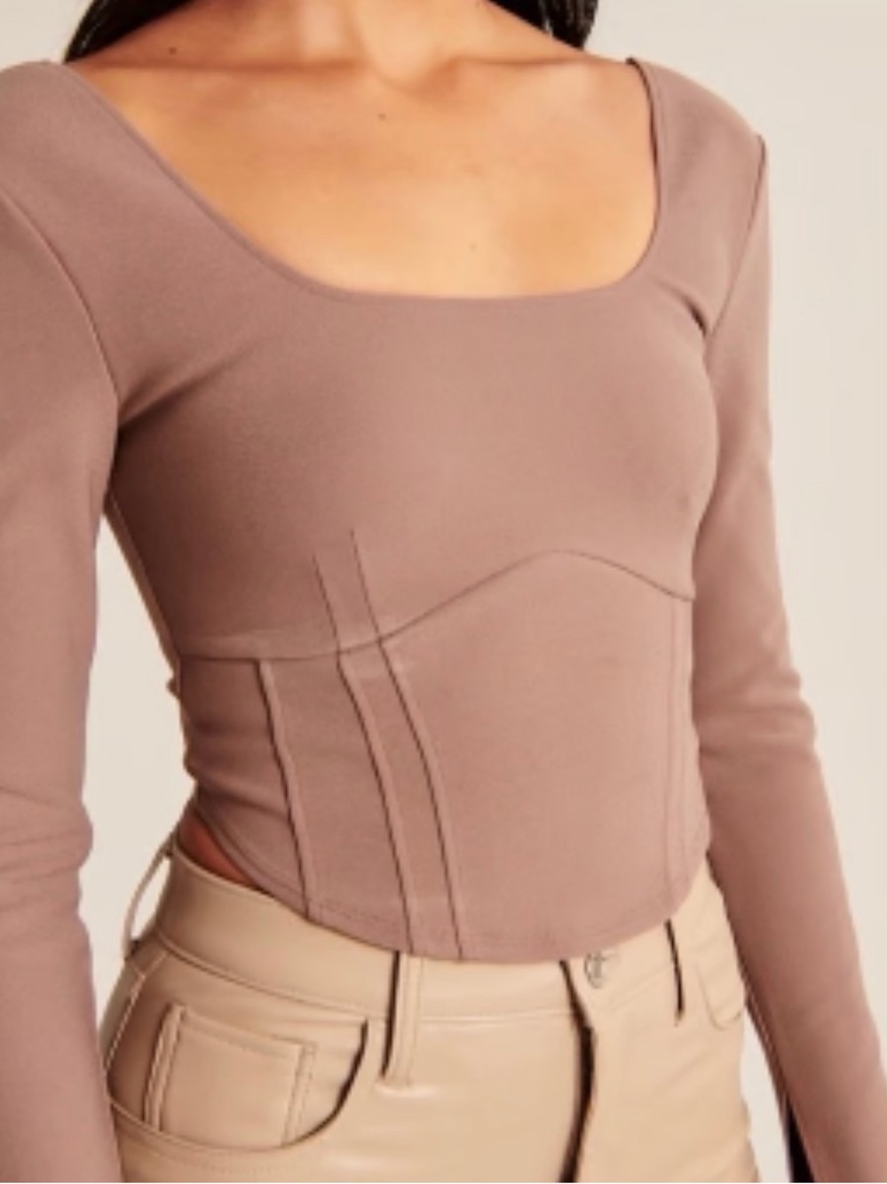 Abercrombie & Fitch Long-Sleeve Corset Scoopneck Top